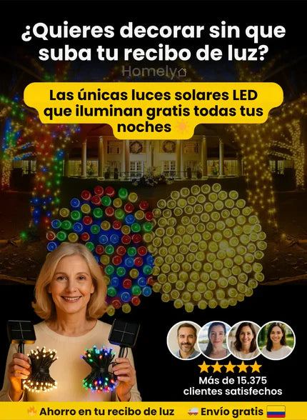 Luces LED Navideñas con Panel Solar 🎅 (30 METROS) + Regalo Extra